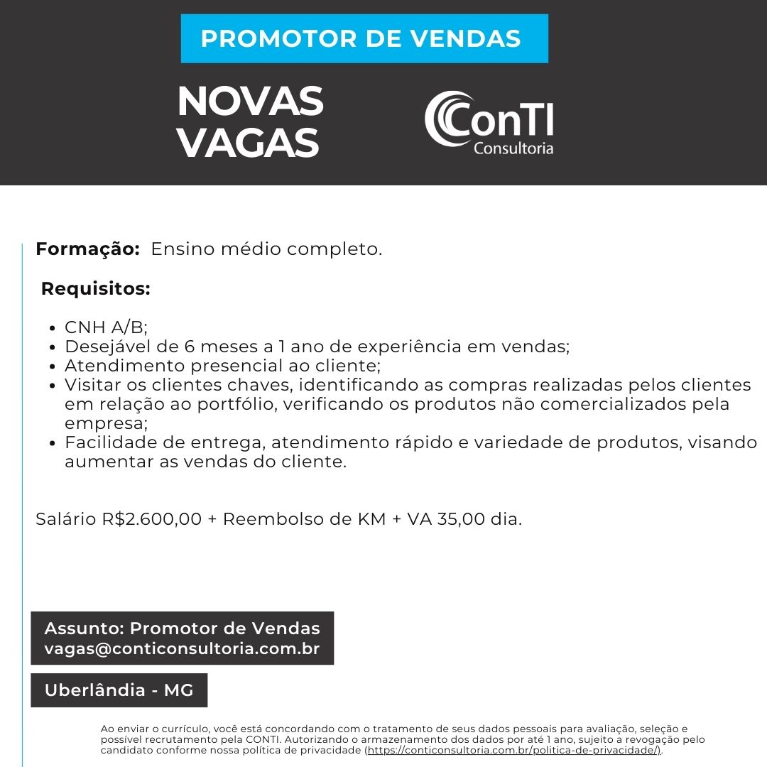 Você está visualizando atualmente Promotor de Vendas